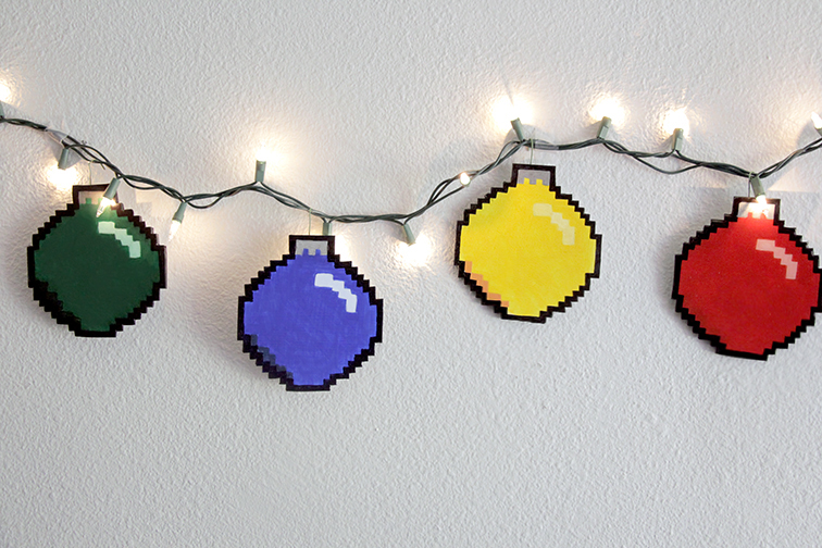 DIY geeky 8-bit ornaments