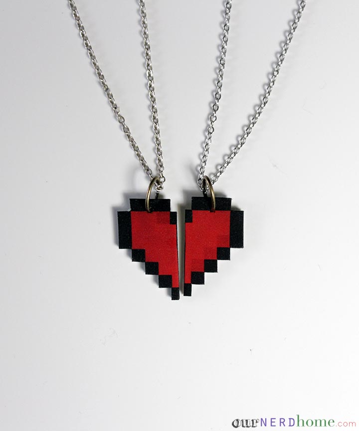 DIY Geek Valentine's Day 8-Bit Necklace Set