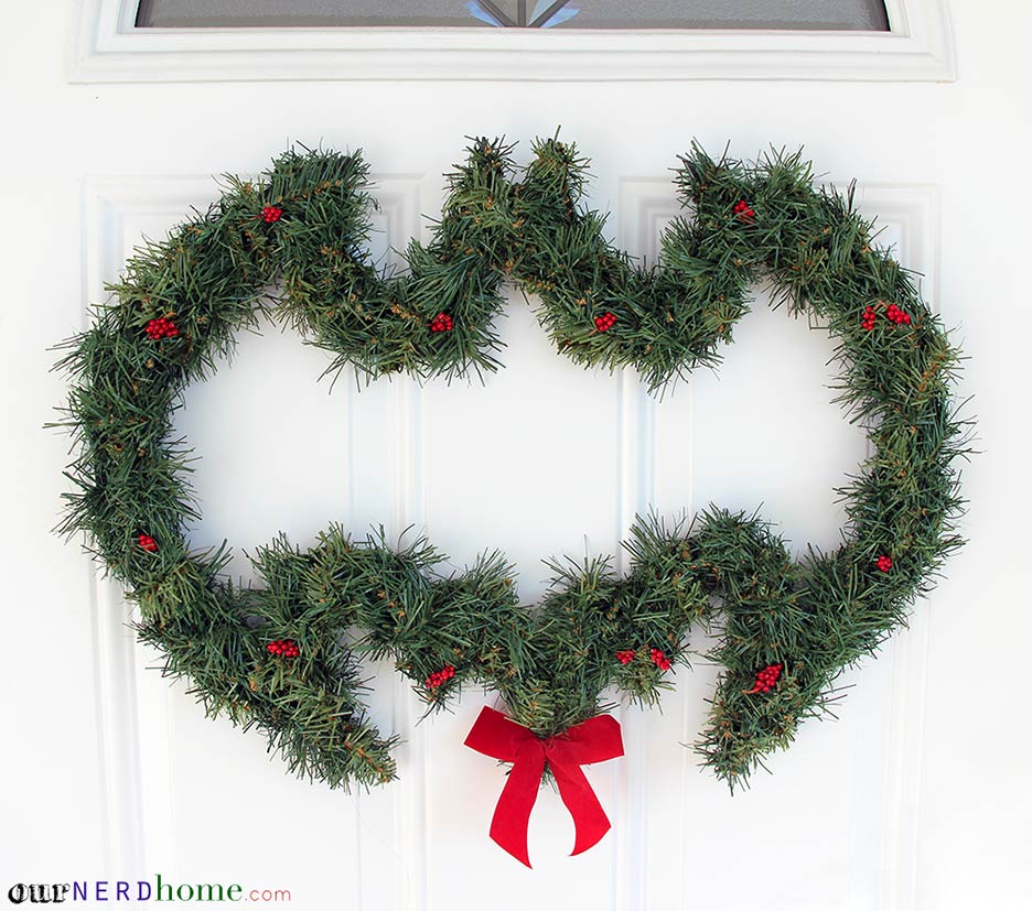 DIY Batman Wreath (and other geeky holiday decor) - Our Nerd Home