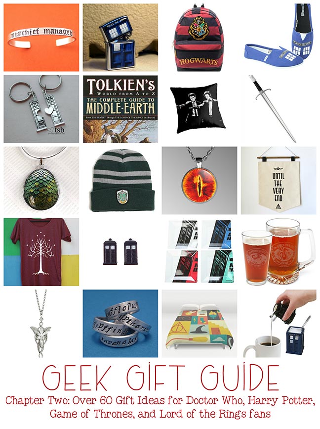 Geek Gift Ideas: Doctor Who, Harry Potter, Lord of the Rings, Game of Thrones gifts