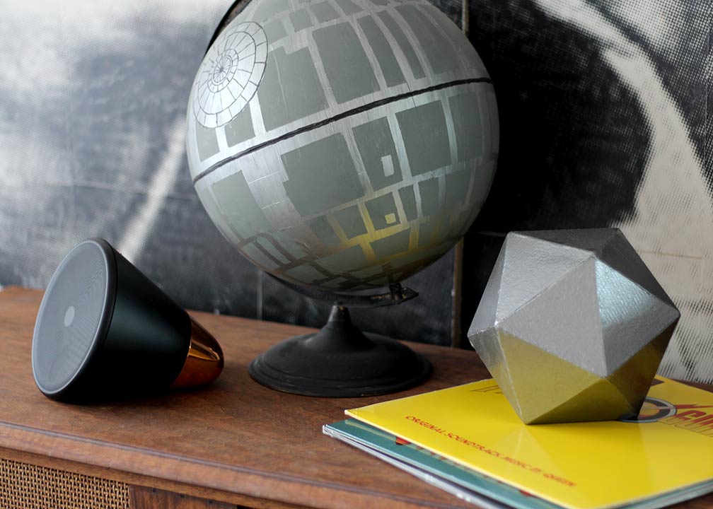 Aether Cone Speaker with DIY Death Star Globe and DIY D20